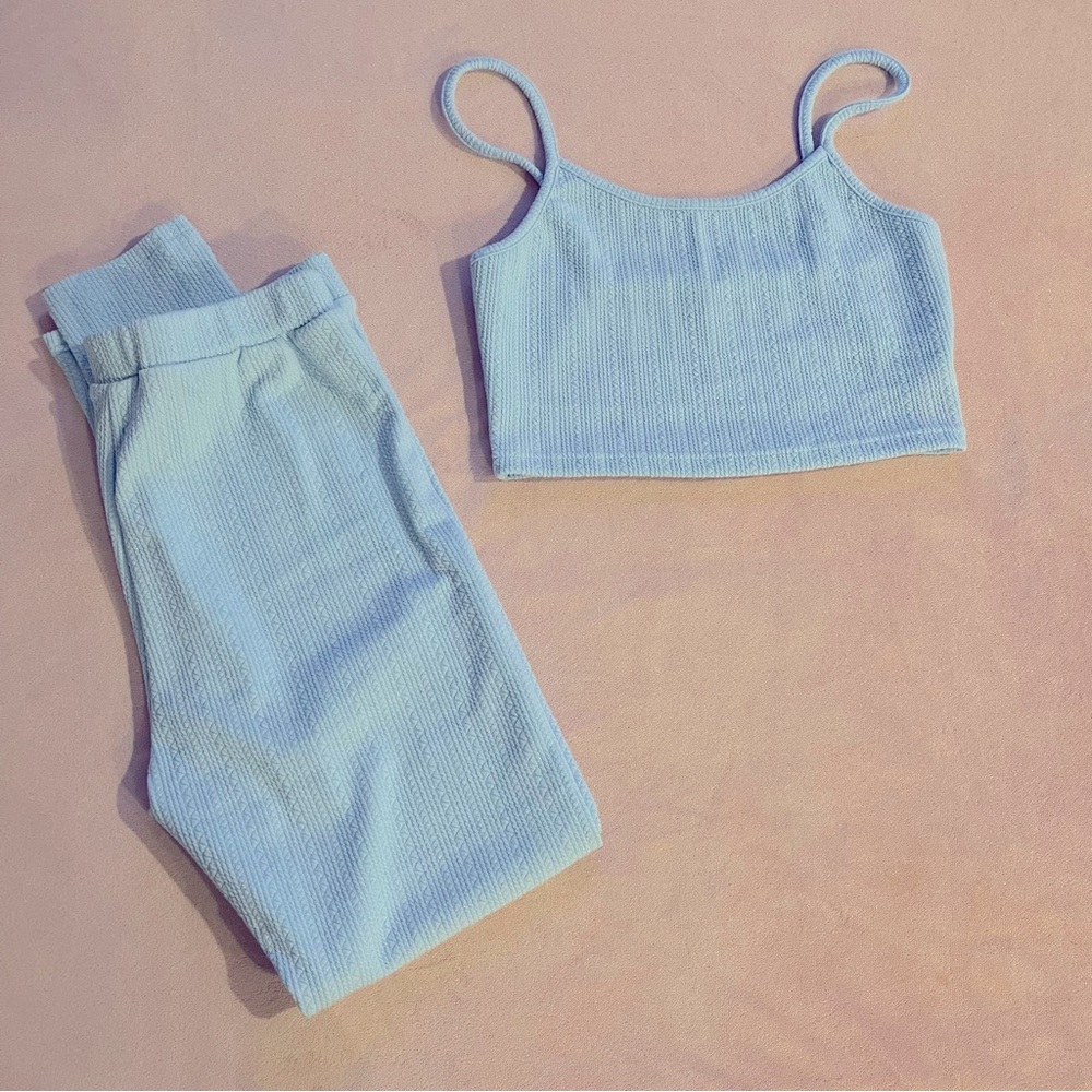 Set: leggings crop top and long sweater very good condition never worn.